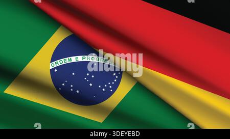 High Quality background with Two Flags of Brazil and Germany Stock Vector
