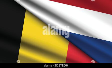 High Quality background with Two Flags of Belgium and Netherlands Stock Vector