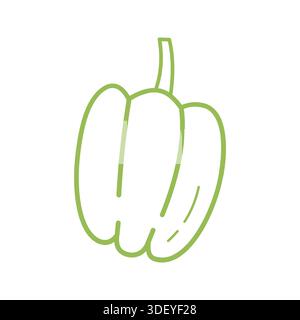 Cute Bell Pepper Hand Drawn Illustration in Minimal Doodle Style Stock Vector