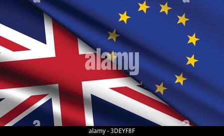 High Quality background with Two Flags of EU and UK Stock Vector