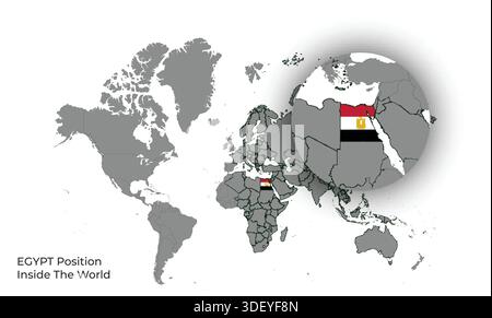 EGYPT Position Inside the World with Flag in Map Stock Vector