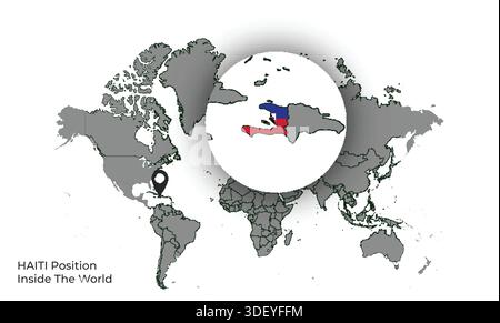 HAITI Position Inside the World with Flag in Map Stock Vector