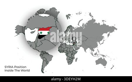 SYRIA Position Inside the World with Flag in Map Stock Vector