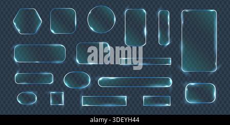 Blue glassmorphism ui elements futuristic interface set Stock Vector