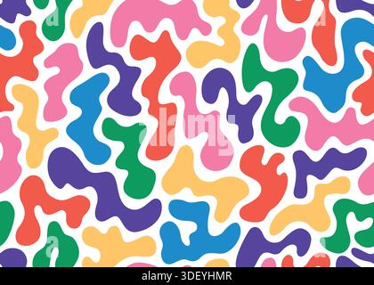 Abstract retro organic blob seamless pattern. Vector illustration flat design background. Stock Vector