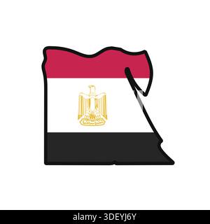 EGYPT Map with flag in body Stock Vector