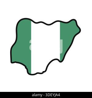 Nigeria Map with flag in body Stock Vector