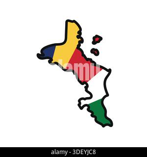 SEYCHELLES Map with flag in body Stock Vector