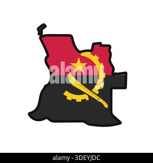 ANGOLA Map with flag in body Stock Vector