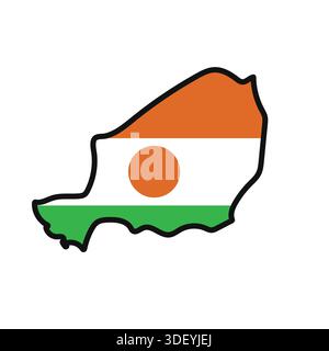 NIGER Map with flag in body Stock Vector