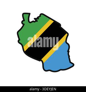 TANZANIA Map with flag in body Stock Vector