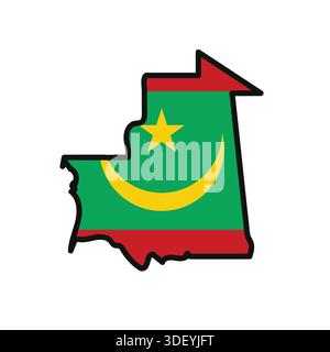 MAURITANIA Map with flag in body Stock Vector