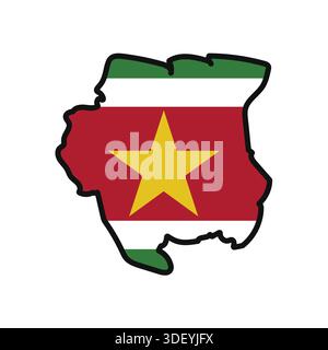 SURINAME Map with flag in body Stock Vector