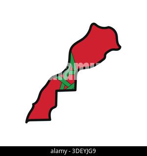 Morocco Map with flag in body Stock Vector