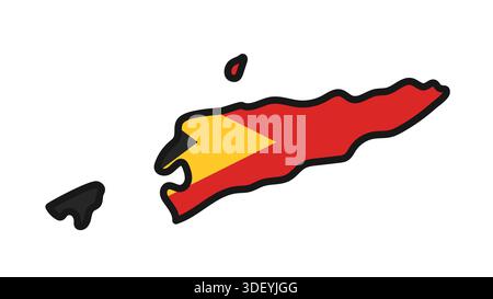 EAST TIMOR Map with flag in body Stock Vector