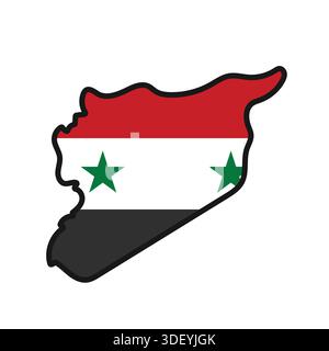 SYRIA Map with flag in body Stock Vector