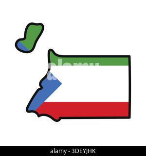 EQUATORIAL GUINEA Map with flag in body Stock Vector