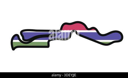 GAMBIA Map with flag in body Stock Vector