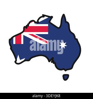 AUSTRALIA Map with flag in body Stock Vector