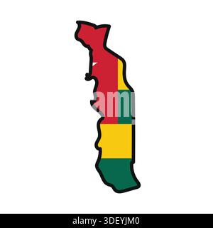TOGO Map with flag in body Stock Vector
