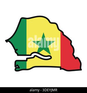 SENEGAL Map with flag in body Stock Vector