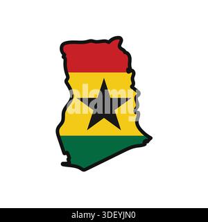 GHANA Map with flag in body Stock Vector