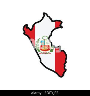 Peru Map with flag in body Stock Vector