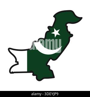 PAKISTAN Map with flag in body Stock Vector