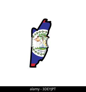 BELIZE Map with flag in body Stock Vector
