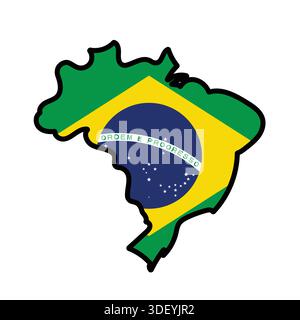 BRAZIL Map with flag in body Stock Vector
