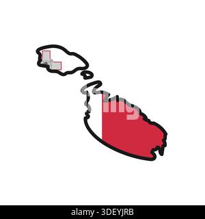 MALTA Map with flag in body Stock Vector