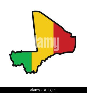 MALI Map with flag in body Stock Vector