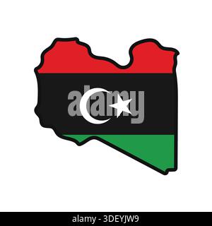 LIBYA Map with flag in body Stock Vector