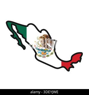 MEXICO Map with flag in body Stock Vector