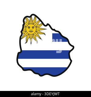 Uruguay Map with flag in body Stock Vector