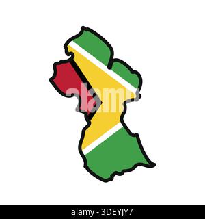GUYANA Map with flag in body Stock Vector