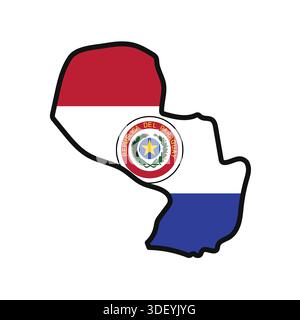 PARAGUAY Map with flag in body Stock Vector