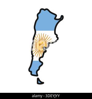 ARGENTINA Map with flag in body Stock Vector