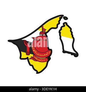 BRUNEI Map with flag in body Stock Vector