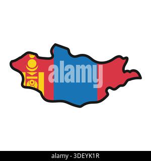 MONGOLIA Map with flag in body Stock Vector