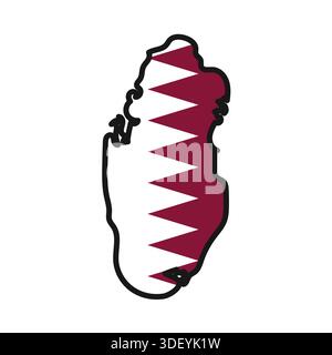 QATAR Map with flag in body Stock Vector