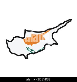 CYPRUS Map with flag in body Stock Vector