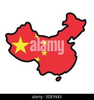 CHINA Map with flag in body Stock Vector