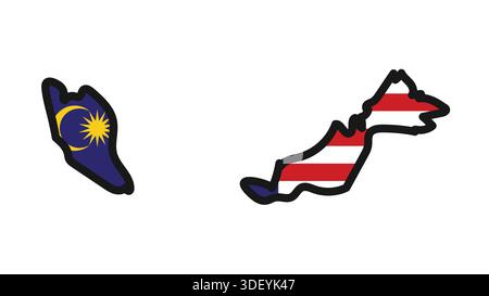 MALAYSIA Map with flag in body Stock Vector