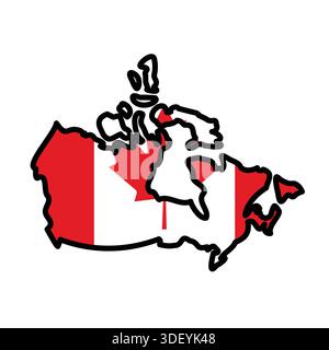 CANADA Map with flag in body Stock Vector