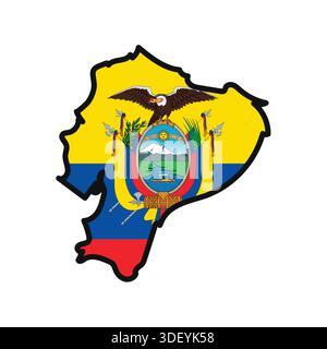 Ecuador Map with flag in body Stock Vector