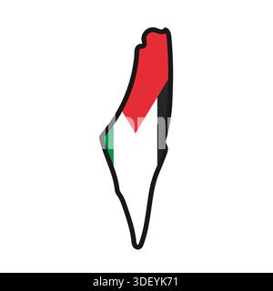 PALESTINE Map with flag in body Stock Vector