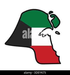 KUWAIT Map with flag in body Stock Vector