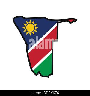 NAMIBIA Map with flag in body Stock Vector