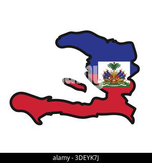 HAITI Map with flag in body Stock Vector